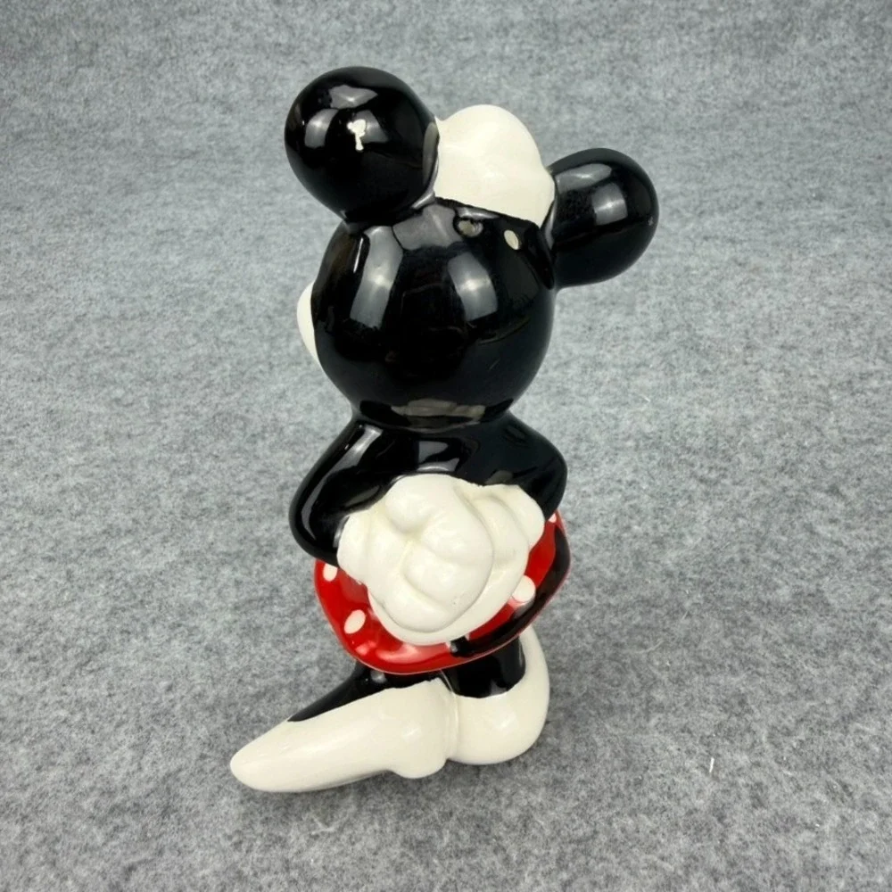 Disney Minnie Mouse Jerry Leigh Ceramic Salt Pepper Shaker Red Polka Dot 6”